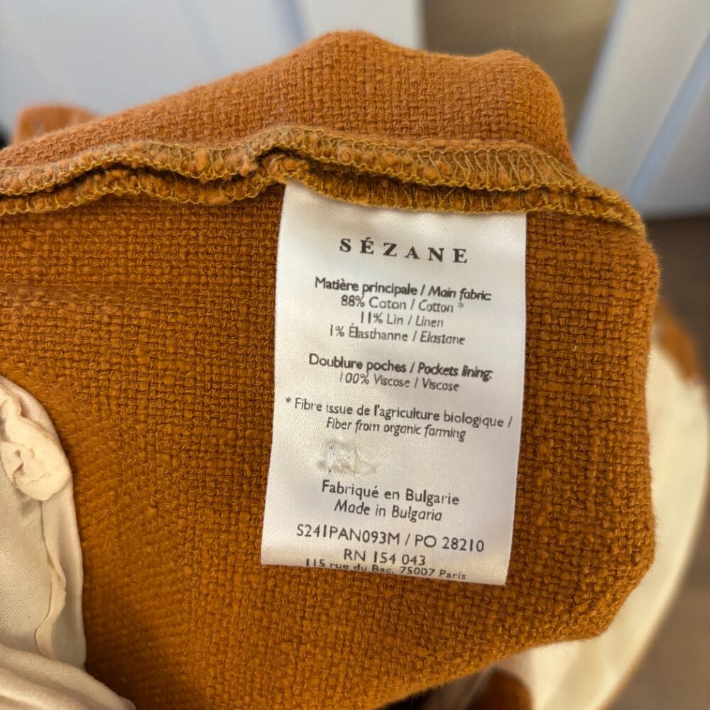 Sezane Emilio Trousers in Ochre (cotton & linen blend) - Picture 7 of 8